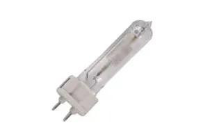 Halco HID Specialty Metal Halide Single Ended Clear UV Stop 150W T7 Bulb G12 Base 150W 3000K Probe Start Dimmable, image of a clear glass HID bulb with G12 base for professional lighting applications.