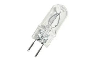 Halco JCD Type Halogen T4 Bulb, clear glass with G8 base, 50W 130V, 2900K color temperature, 600 lumens brightness, CC2V filament, 2000 hours average lifespan, 99 CRI, and dimmable feature.