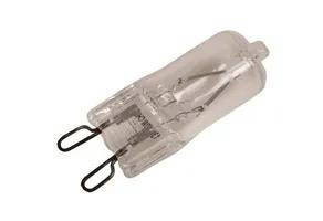 Halco JCD Type Halogen T4 Bulb, clear glass T4 halogen bulb with G9 base, 60W 130V, 2950K color temperature, 780 lumens, CC2V filament, 2000 hours average life, 99 CRI, and dimmable feature.