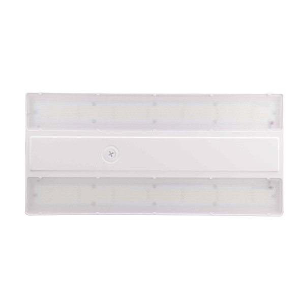 Eiko LH1 Linear High Bay, 200W, 5000K, 120-277V, Dimming, LED warehouse lighting fixture, white aluminum housing, energy-efficient industrial light