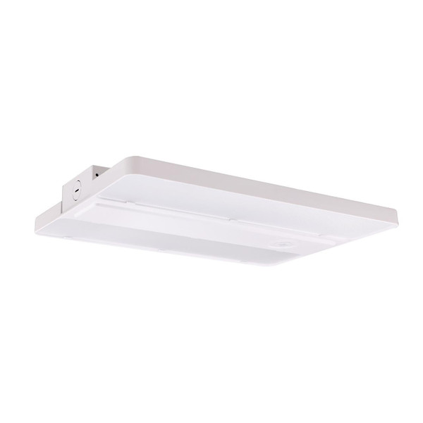 Eiko LHC1 Linear High Bay Compact Light Fixture, white, with PowerSet 150/130/110/90W, 4000K color temperature, 120-277V input, and 0-10V dimming capability.