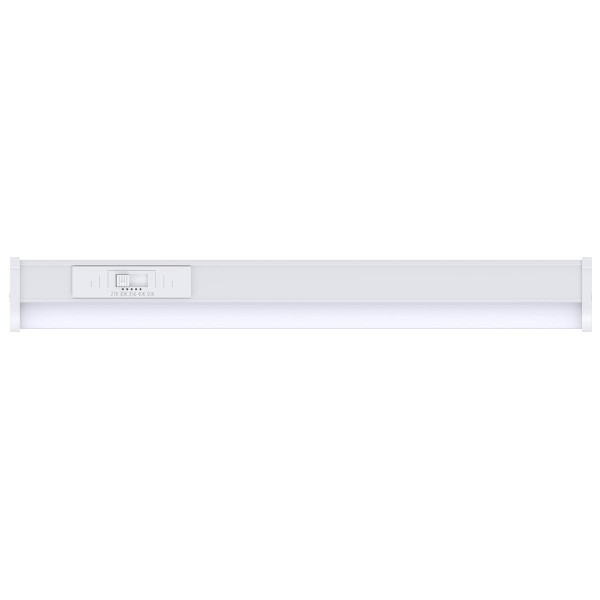 Eiko LS3 Linear Strip, Under Cabinet/Cove lighting fixture with 47-inch length, featuring adjustable power settings of 18/15/12W, with FieldCCeT adjustable color temperature options of 2700K, 3000K, 3500K, 4000K, 5000K, and operates on 120V power supply.