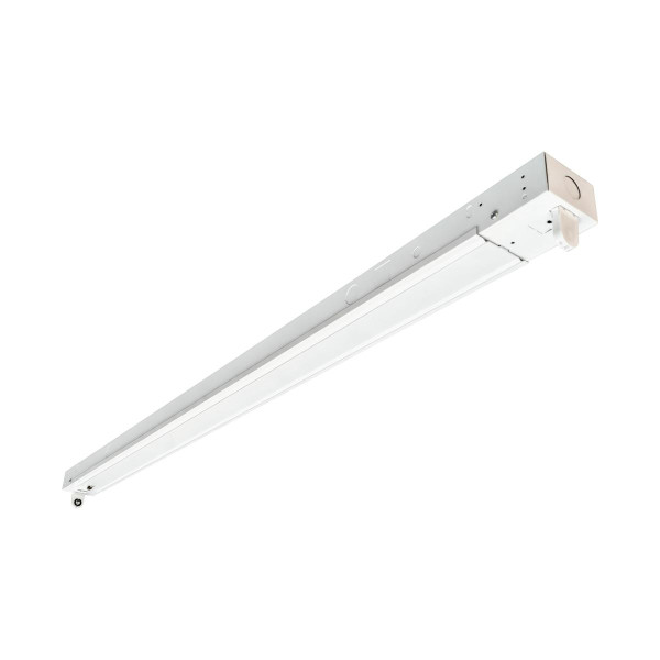 Eiko Tube Ready Strip 4ft 1-4\' T8 Lamp Line Voltage Double-Ended Wiring, image showing a white fluorescent light fixture mounted on the ceiling.