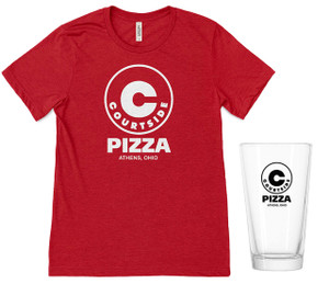 Courtside Pizza Athens, Ohio T-Shirt & Pint Glass Bundle Courtside Pizza Athens, Ohio T-Shirt & Pint Glass Bundle