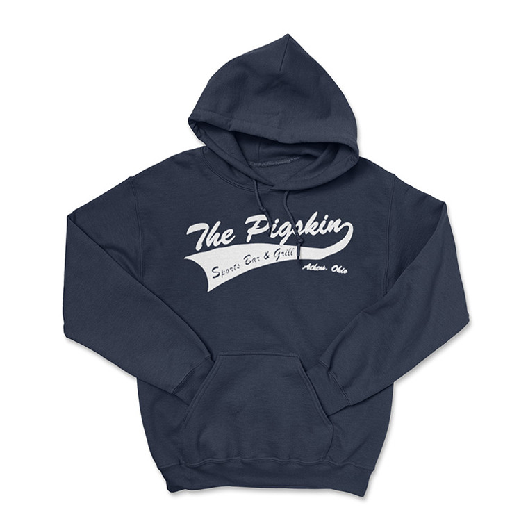 The Pigskin Bar Athens, Ohio Classic Logo - Navy Blue  Hoodie