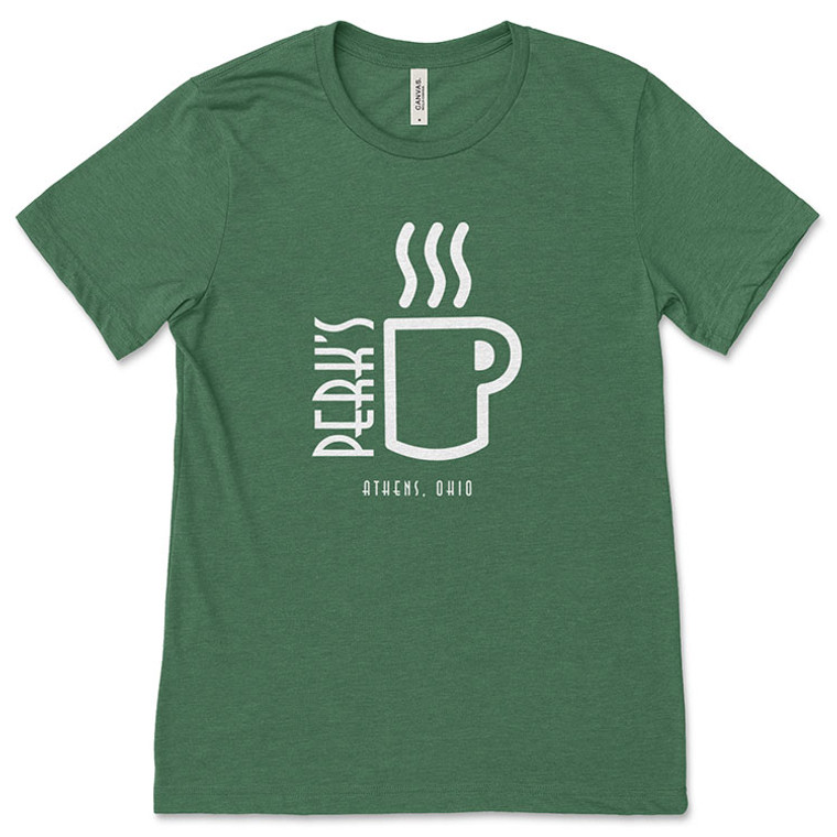 Perk's Coffee House Athens, Ohio Short-Sleeve  Unisex Heather Green T-Shirt