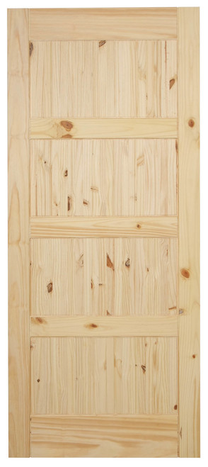 36" Four Panel Knotty Pine Interior Barn Door