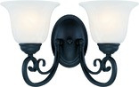 2 Light Tuscany Bathroom Light, Textured Black