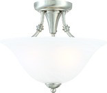 2 Light Bristol Semi Flush Ceiling Light, Satin Nickel