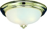 2 Light Flush Mount Ceiling Fixture, Polished Brass