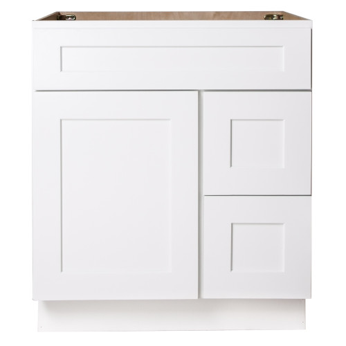 White Shaker Wood Vanity Sink and 2 Drawer Base | 30"