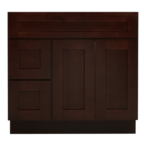 Mocha Shaker Wood Vanity Sink and 2 Drawer Base | 36"