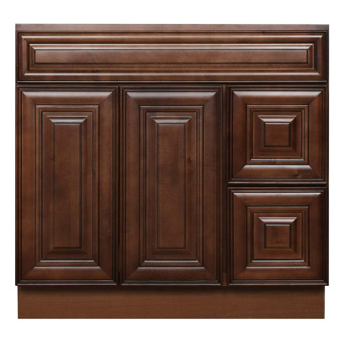 Glazed Chocolate Contempo Wood Vanity Sink and 2 Drawer Base | 36"