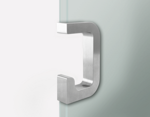 Modern G Pull hardware for glass sliding pocket door