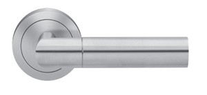 Karcher Design Oregon Lever Set - Satin Matte Stainless Steel - Round Rosette