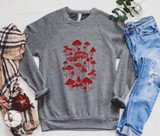 Mushrooms and Gnome unisex crewneck sweatshirt (grey)