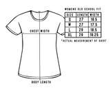 Womens old school fit t-shirt size chart