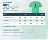 HIM mens/unisex t-shirt - Size Chart