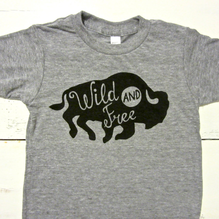 Wild & Free Grey baby and kids t-shirt