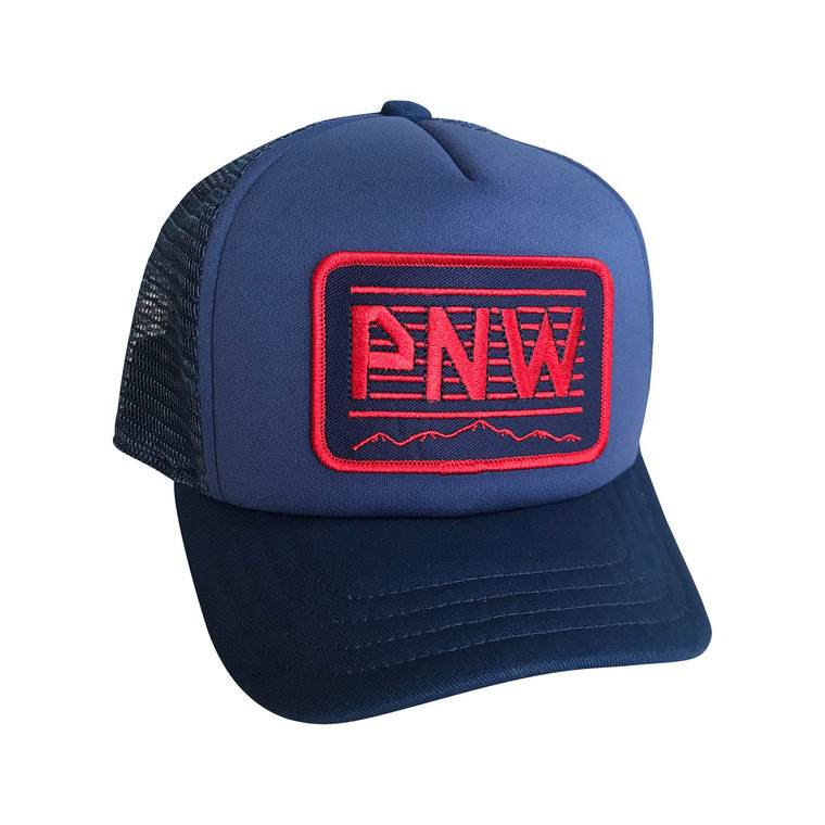PNW Patch Red baby and toddler trucker hat