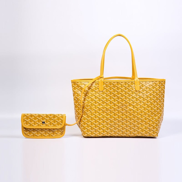 Goyard Style Large Tote Bag - Yellow