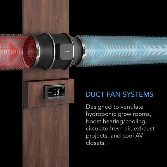 AC Infinity Cloudline T8 Quiet Inline Duct Fan System with Temperature and Humidity Controller 8"