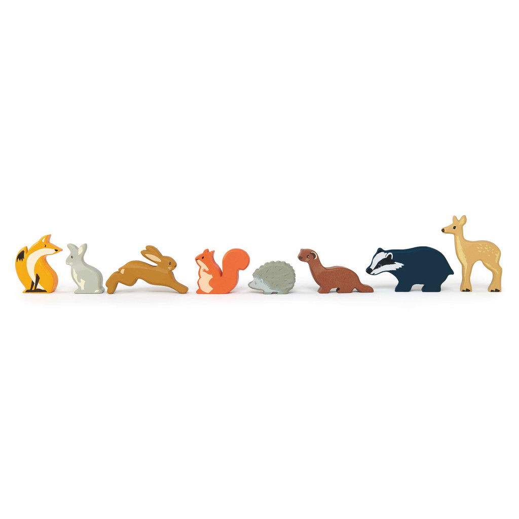 Tender Leaf Toys Woodland Animals lined up (each sold separately)