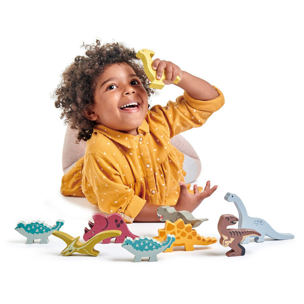 Tender Leaf Toys Wooden Dinosaurs with girl (each sold separately)