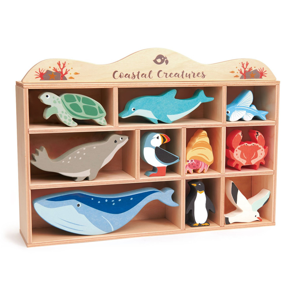 Tender Leaf Toys Wooden coastal animals display