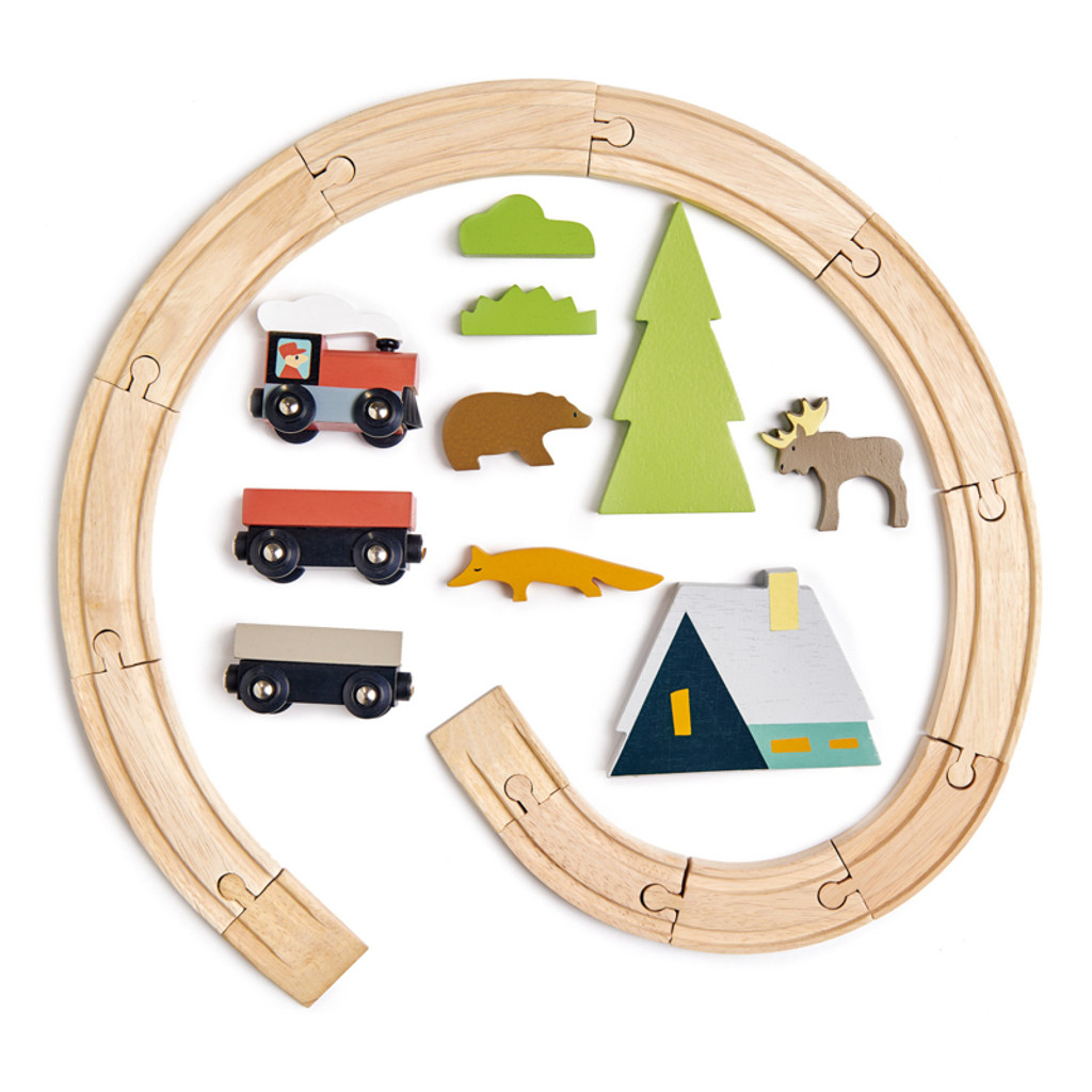 Tender Leaf Toys Treetops Train Set inclusions