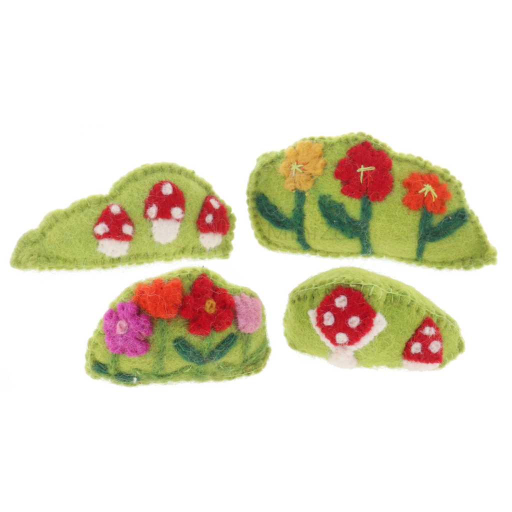 Papoose Flower & Toadstool Bushes 4pc angle 2