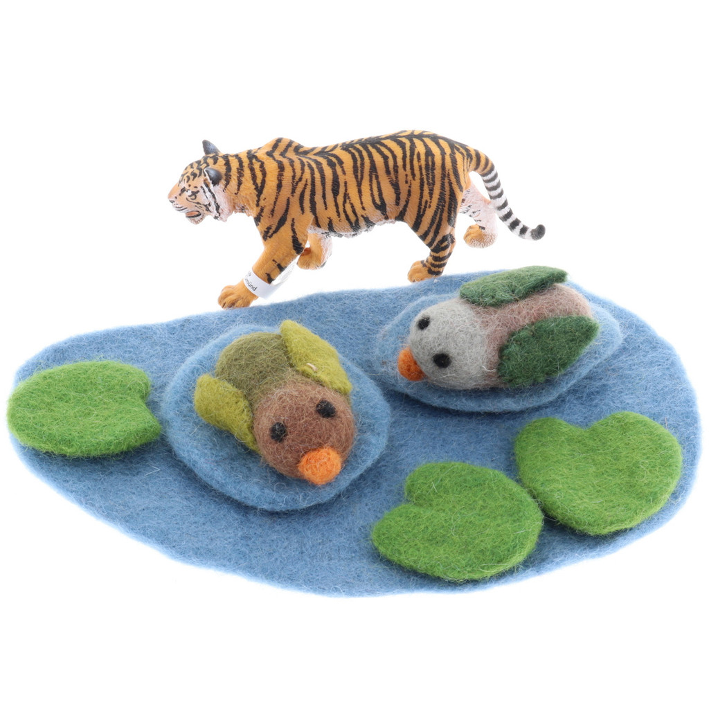 Papoose Pond with Ducks and lilypads  with Schleich Tiger (sold separately)