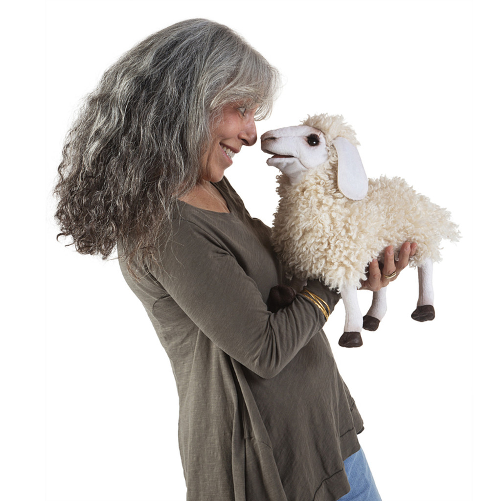 Folkmanis Woolly Sheep Puppet with woman