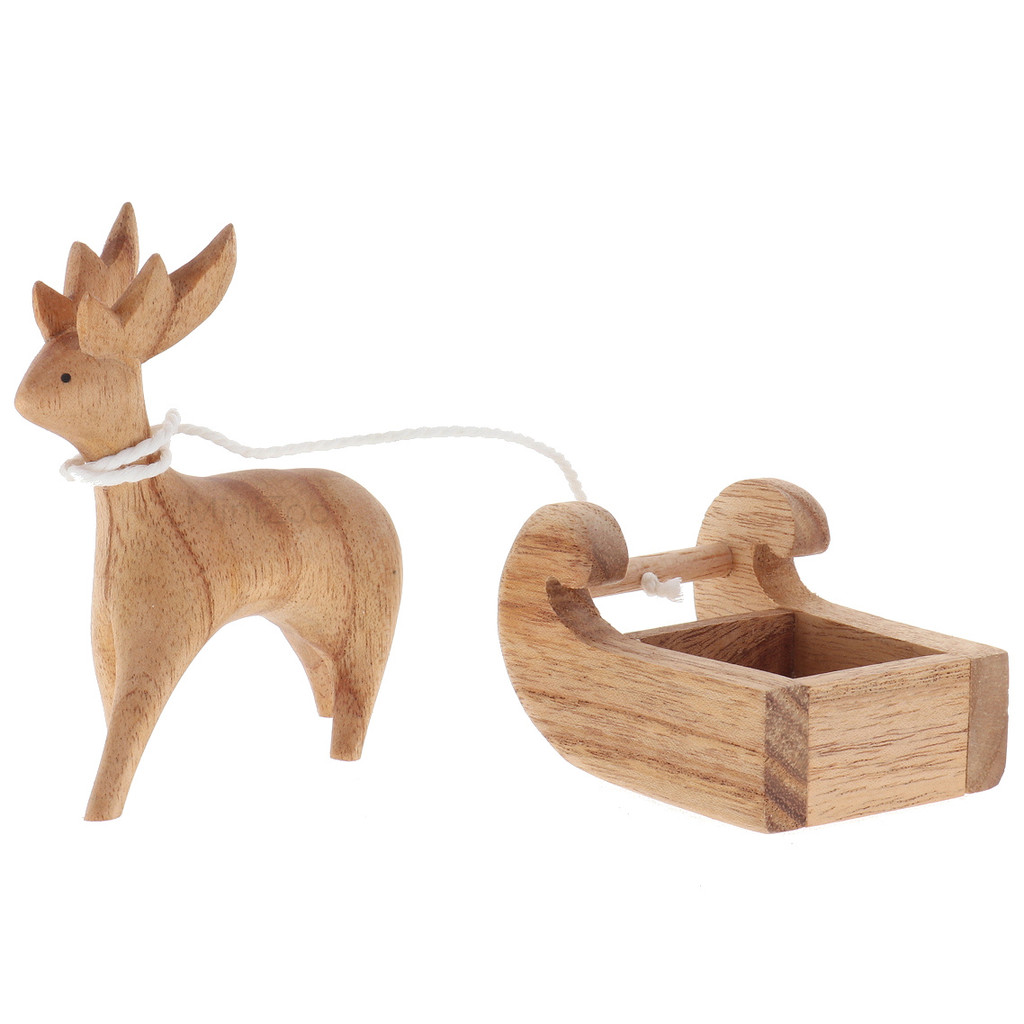 Papoose Wooden Reindeer with Sleigh angle 2