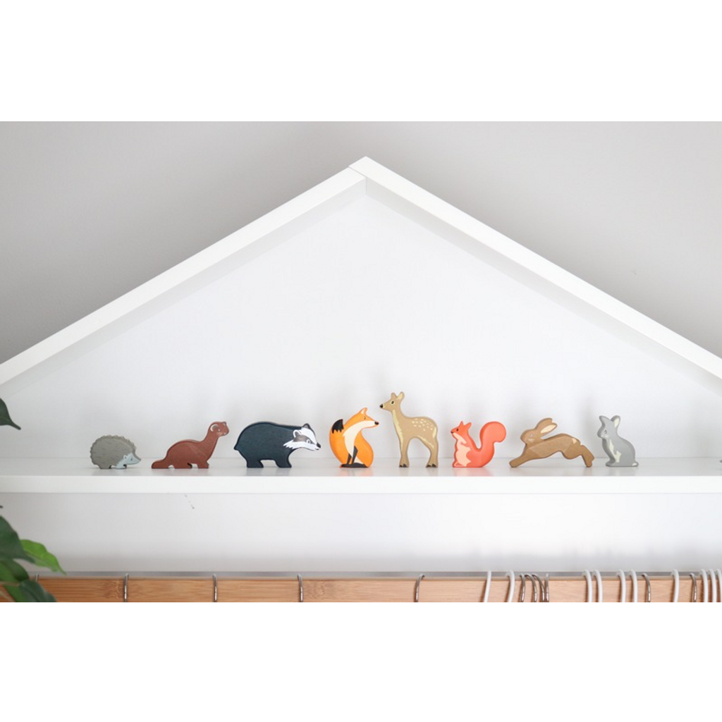 Tender Leaf Toys Wooden Woodland Animals Set on shelf