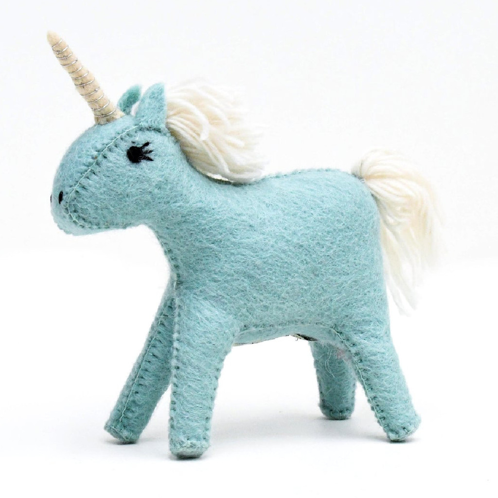 Felt Blue Unicorn Toy