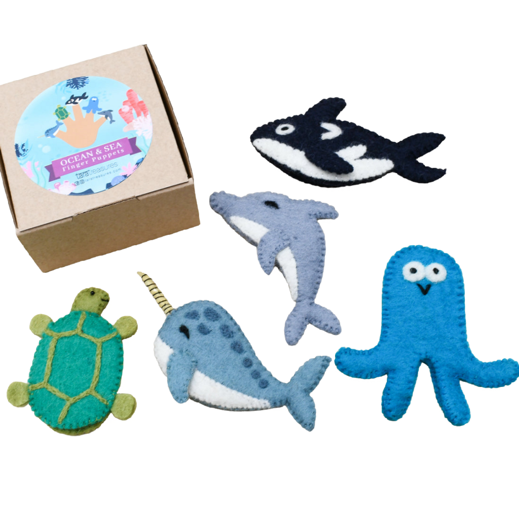 Ocean and Sea Creatures B Finger Puppet Set with box