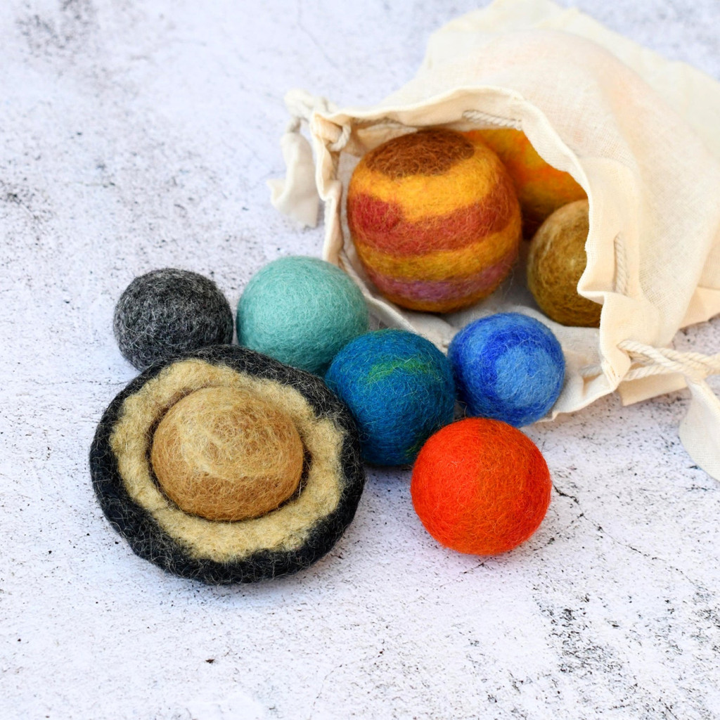 Solar System Space Felt Planets in pouch