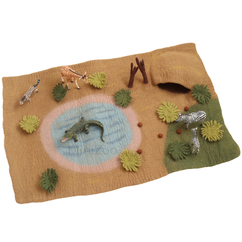 Tara Treasures Large Safari Play Mat Playscape with MiniZoo animals