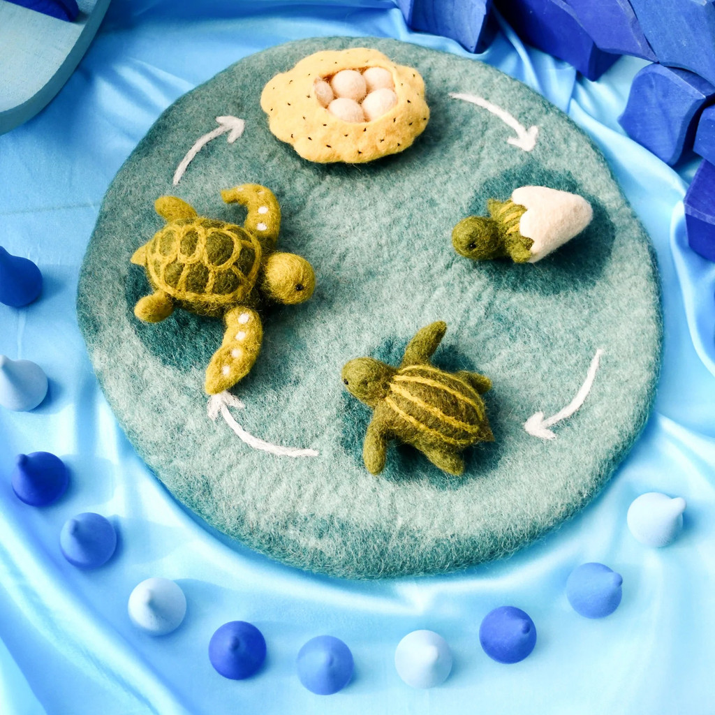 Tara Treasures Felt Water Life Cycle Playmat with turtles 