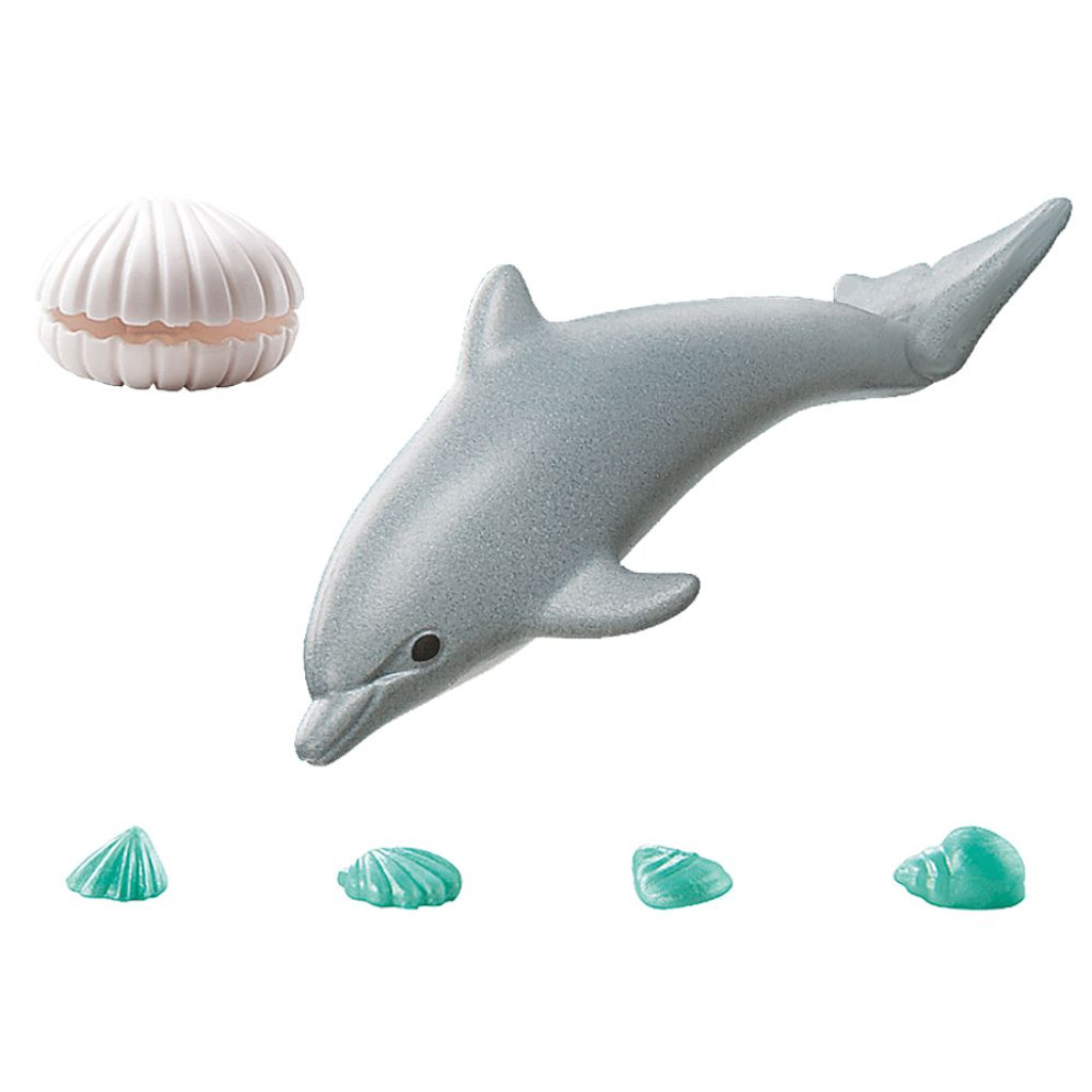 Playmobil Wiltopia Young Dolphin toy with shells