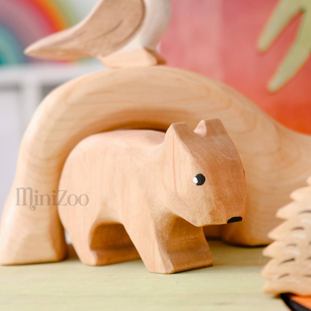 NOM Handcrafted wooden Wombat toy MiniZoo