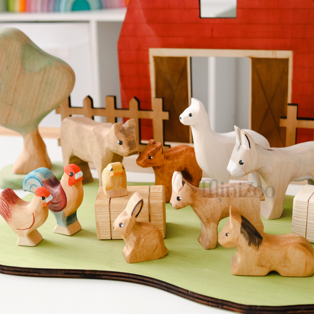 NOM Handcrafted Foal with farm animals MiniZoo