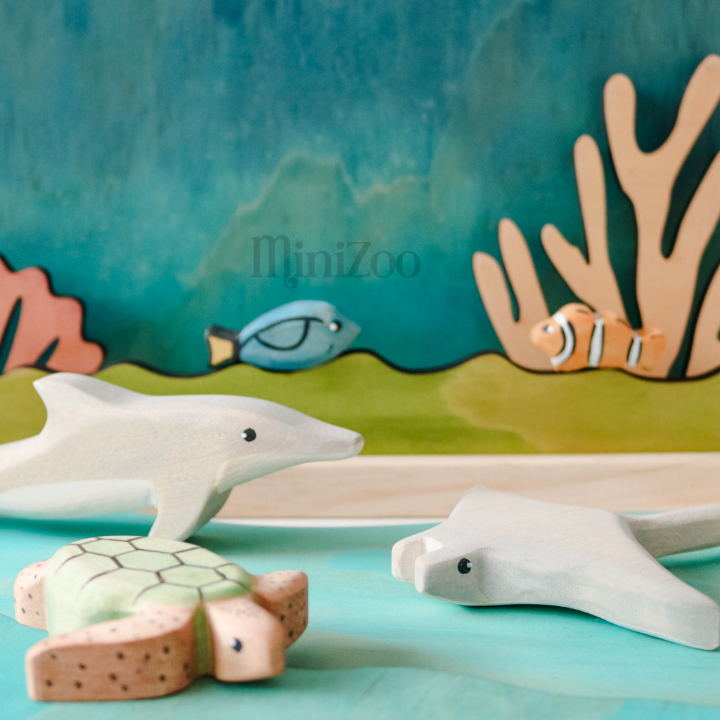 NOM Handcrafted wooden sealife toys MiniZoo