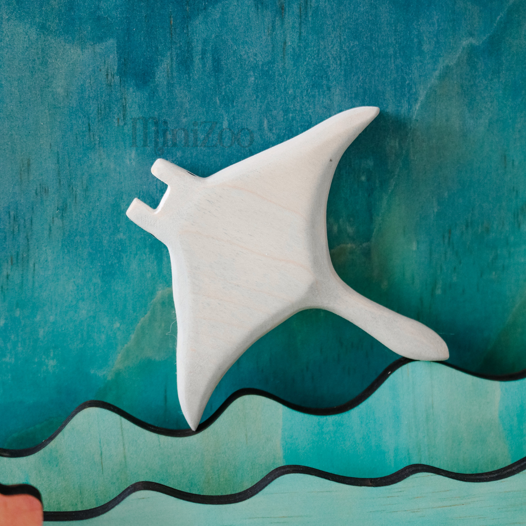 NOM Handcrafted Manta Ray wooden toy MiniZoo