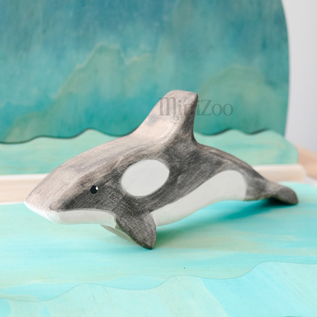 NOM Handcrafted Orca on Let Them Play board MiniZoo