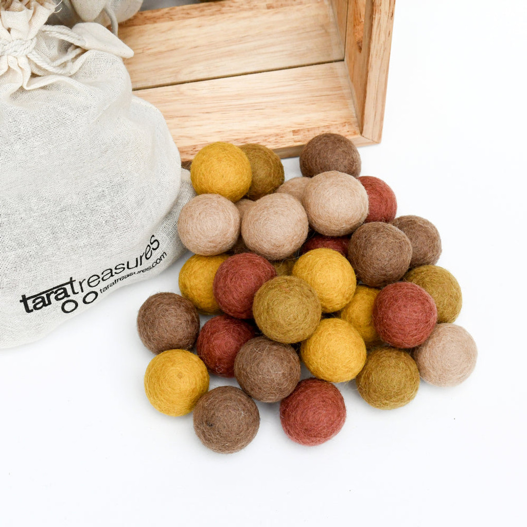 Tara Treasures Wool Felt Balls Earthy Colours