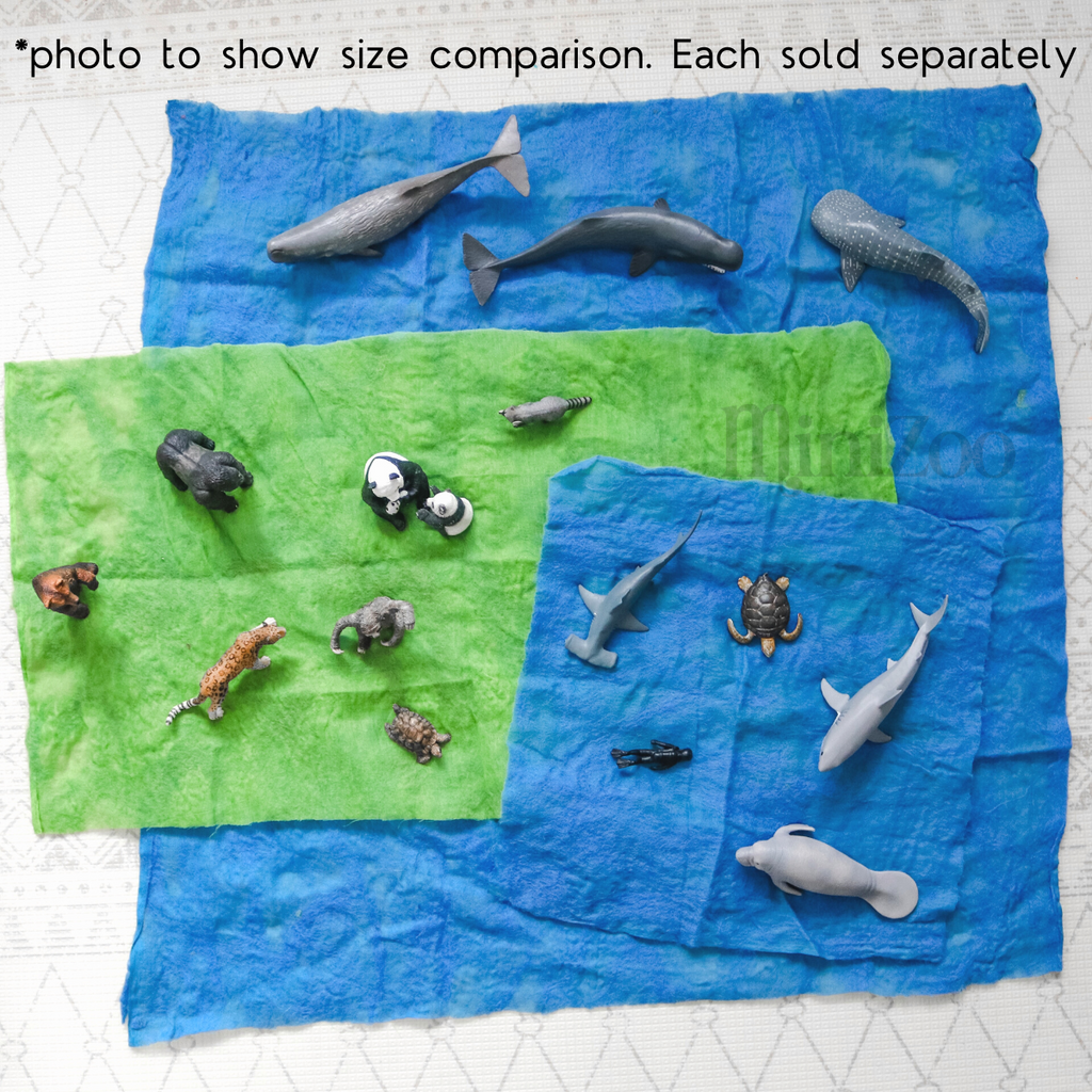 Nuno Felt Play Cloth size reference with MiniZoo animals