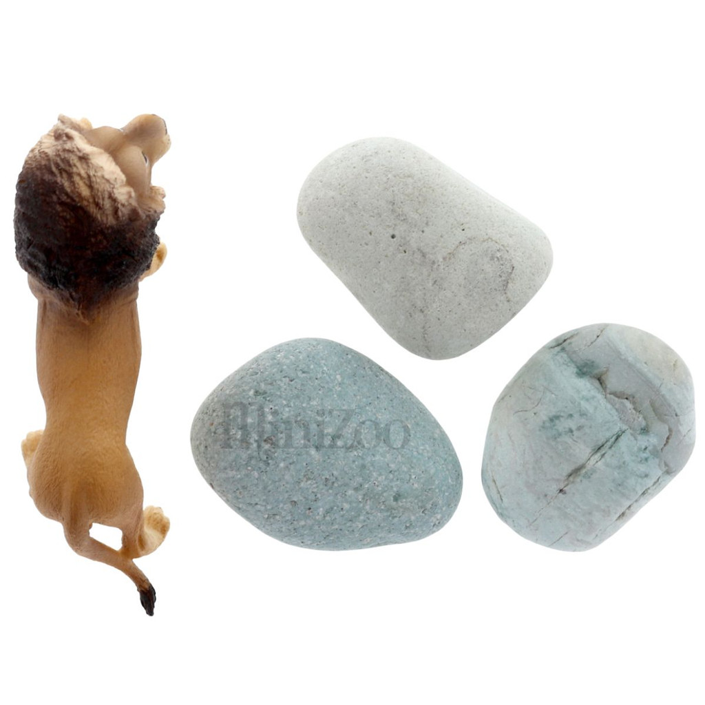 Pebbles Green 3pc with lion figurine size