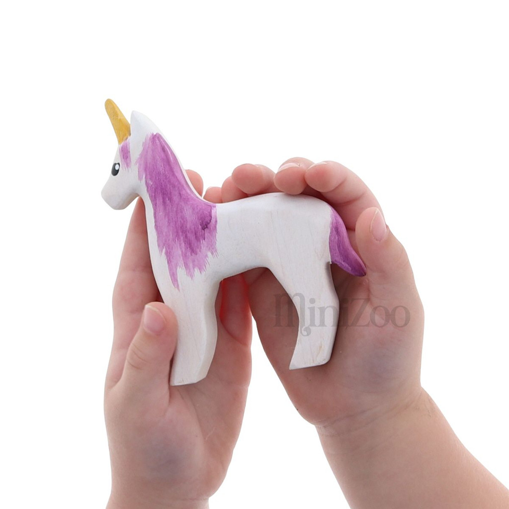 NOM Handcrafted Unicorn Foal Purple in hands MiniZoo